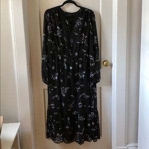 Who What Wear Ruffle Hem Dress | Black XL